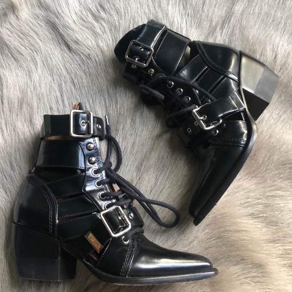 Chloe Rylee lace up Black Boots 36 - Picture 2 of 8